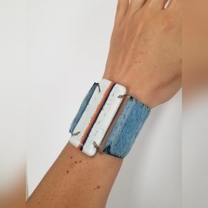 Glass Enamel Cow Hide Cuff, African Art